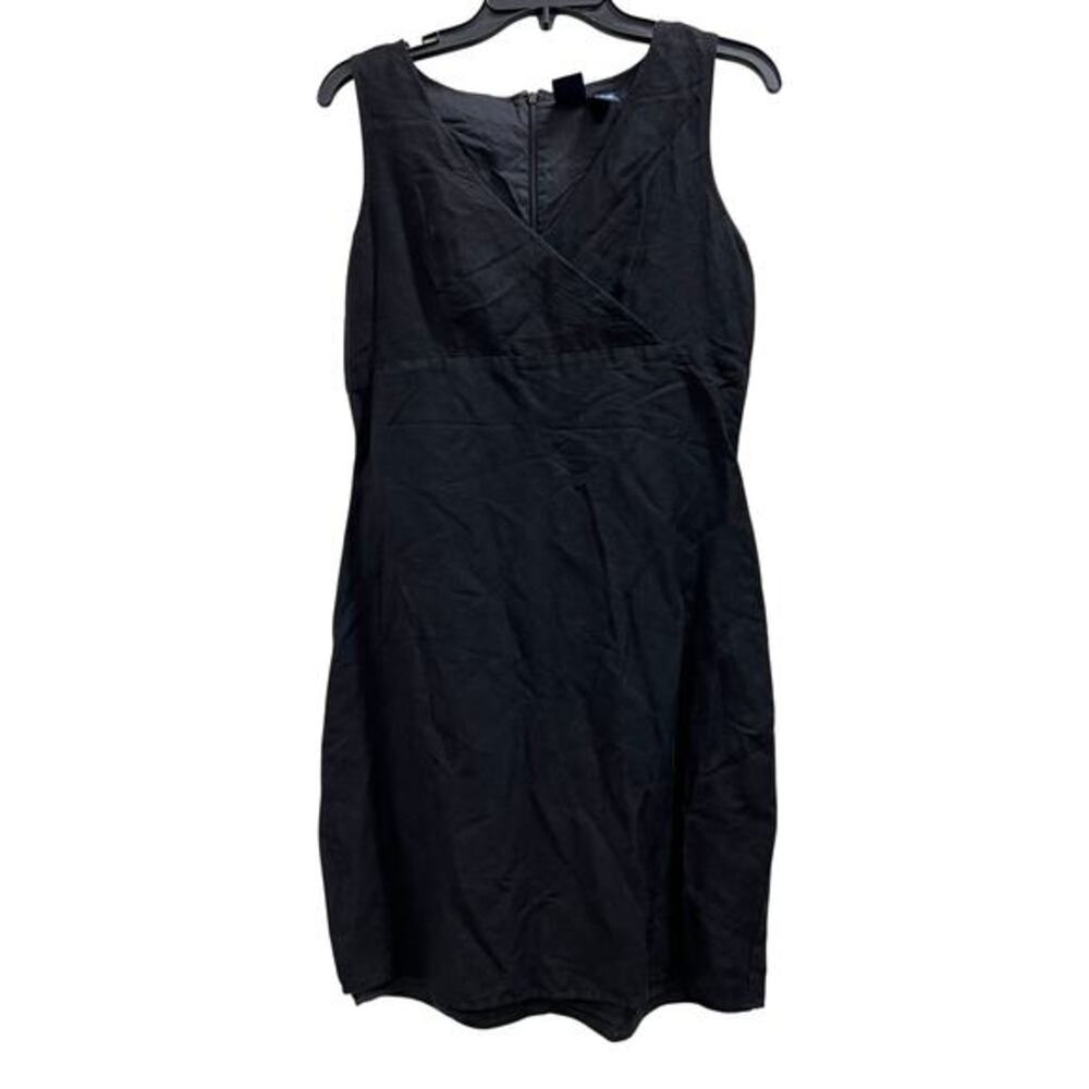 Vintage Black Linen blend form sleeveless office siren dress sz 10
